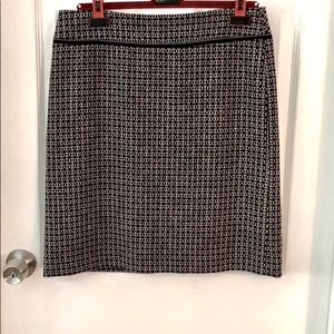 ANN TAYLOR BLACK/BABY PINK/WHITE WOOL PENCIL SKIRT